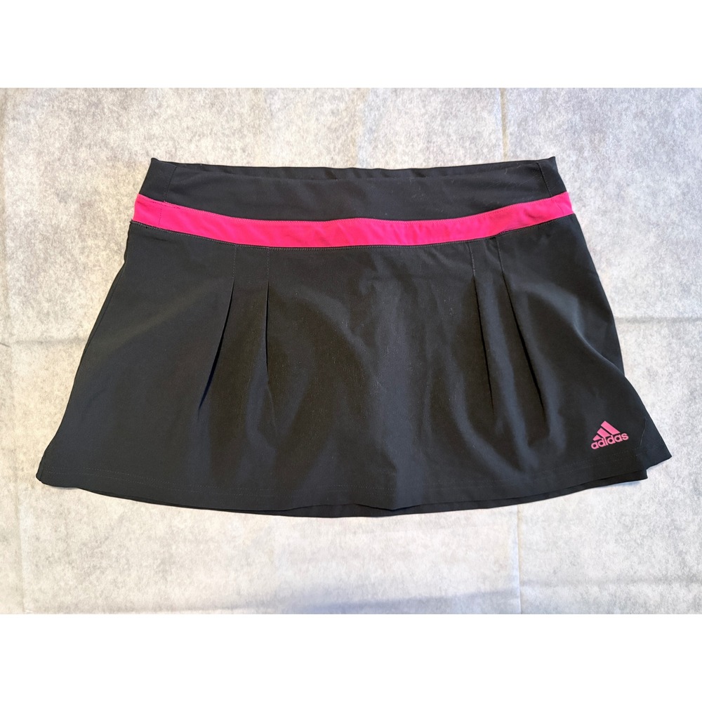 Adidas Climalite Tennis Skort Womens Medium Black Pink Pleated Athletic Skirt